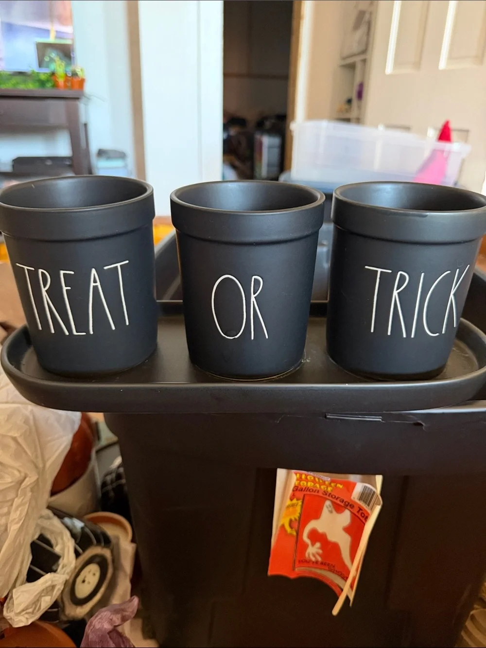 Rae Dunn Black and White Boxed Set “trick or treat” 4 pieces